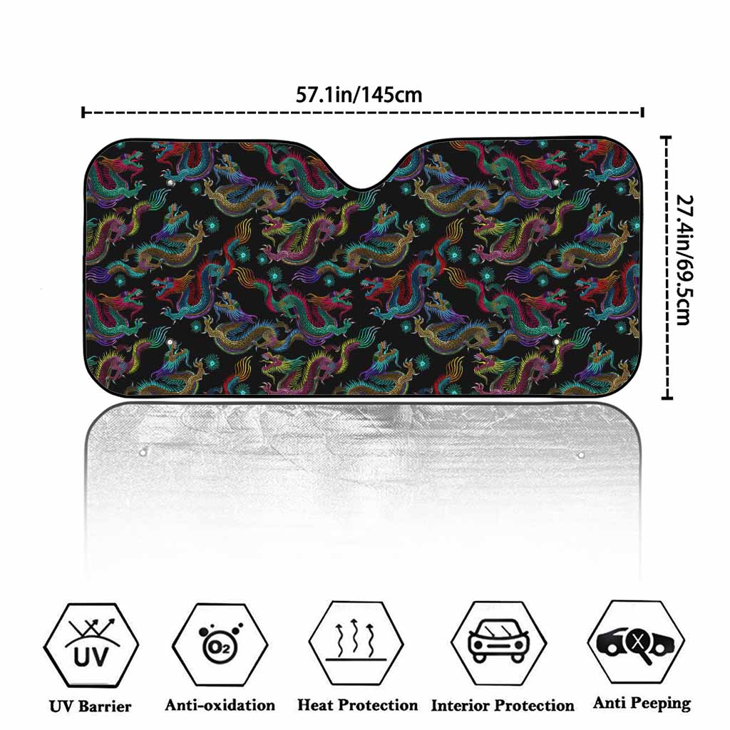 Chinese Dragon Pattern Print Car Windshield Sun Shade