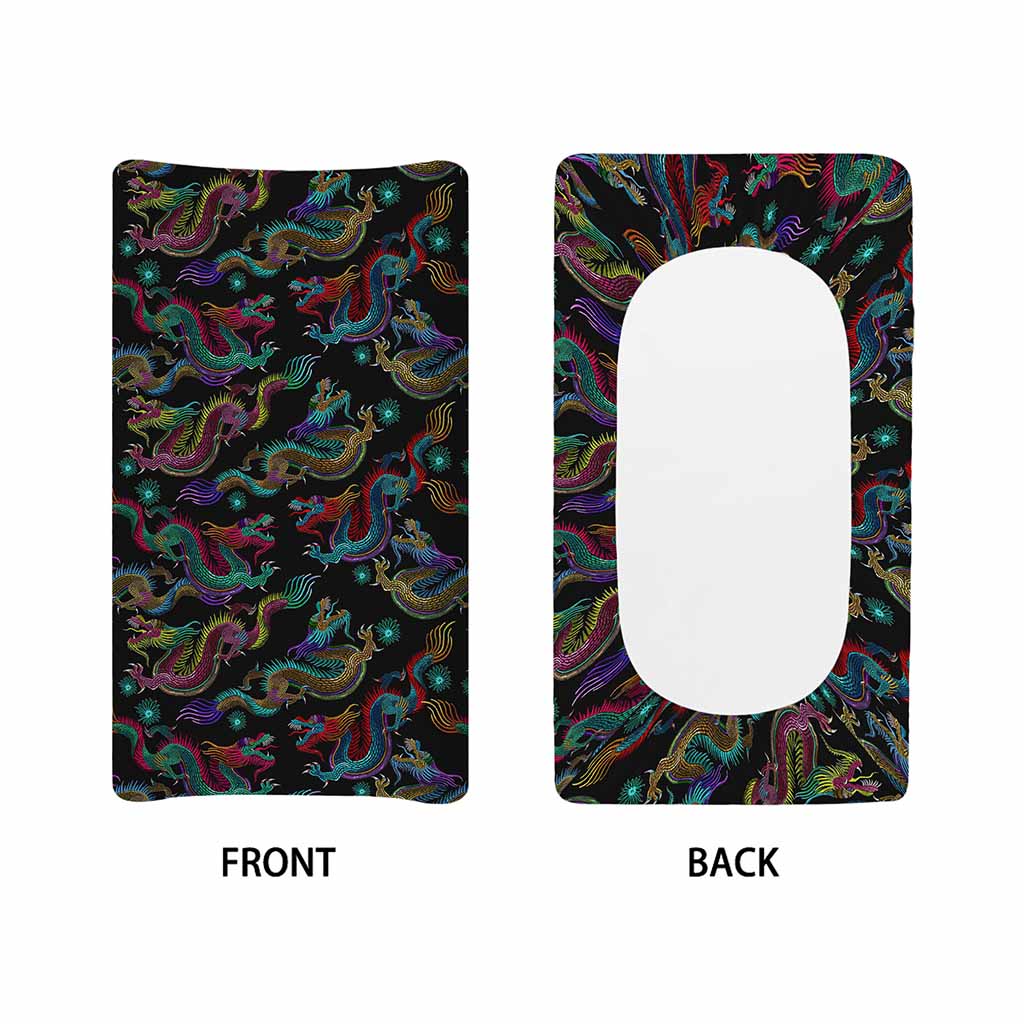 Chinese Dragon Pattern Print Changing Pad Cover
