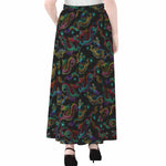 Chinese Dragon Pattern Print Chiffon Maxi Skirt