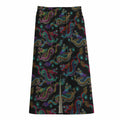 Chinese Dragon Pattern Print Cotton Front Slit Maxi Skirt