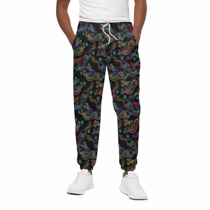 Chinese Dragon Pattern Print Cotton Pants