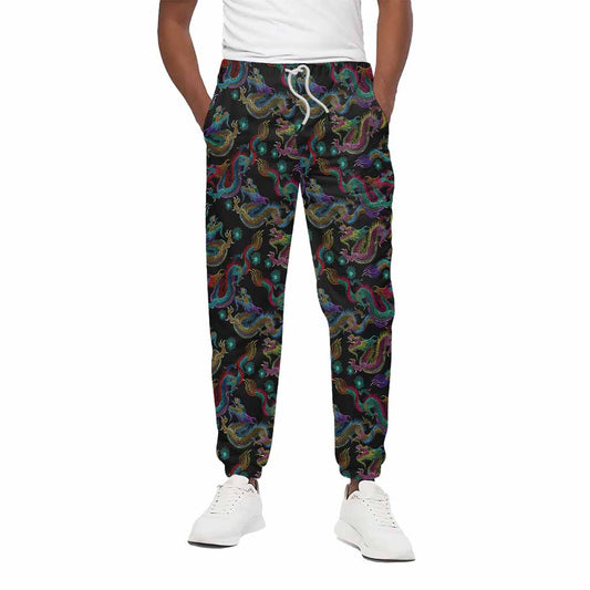Chinese Dragon Pattern Print Cotton Pants
