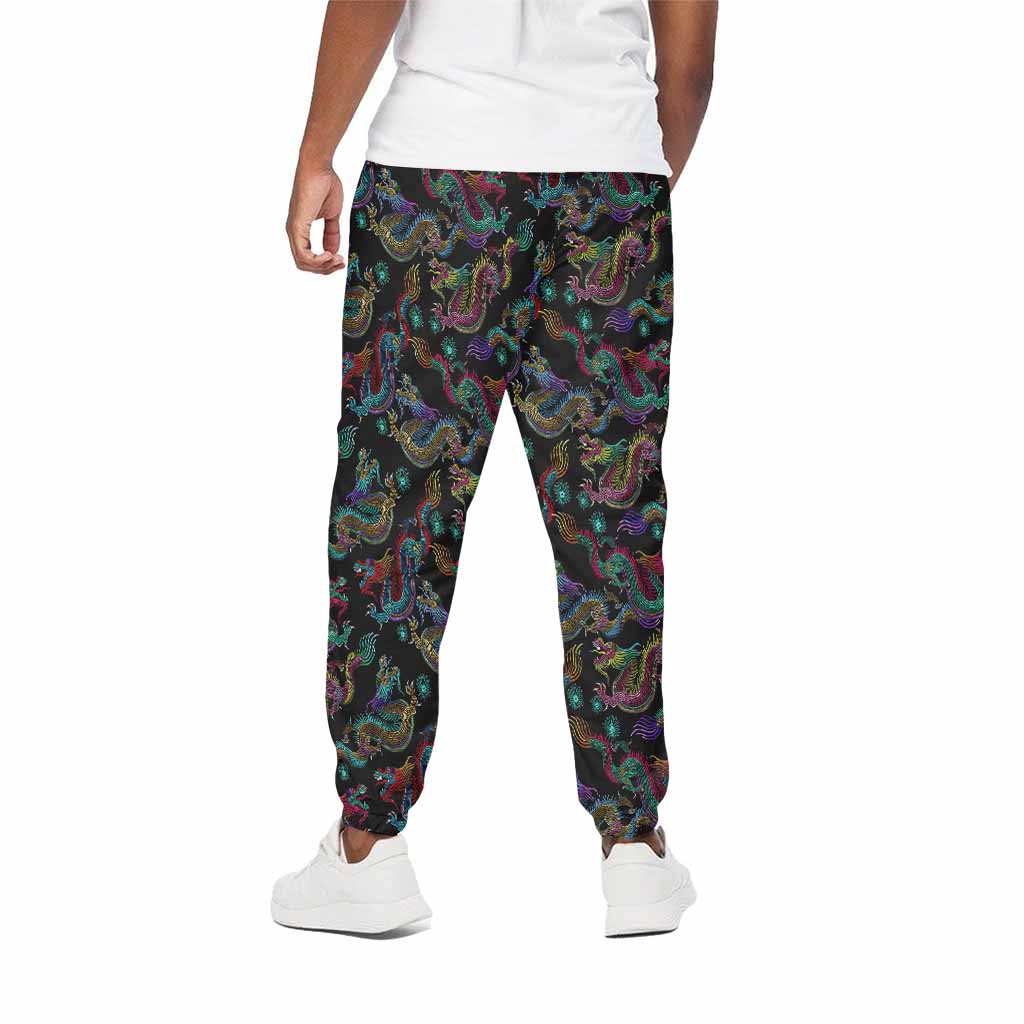 Chinese Dragon Pattern Print Cotton Pants