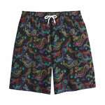 Chinese Dragon Pattern Print Cotton Shorts