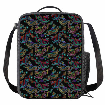 Chinese Dragon Pattern Print Crossbody Lunch Bag
