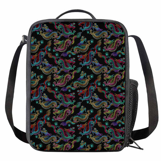 Chinese Dragon Pattern Print Crossbody Lunch Bag