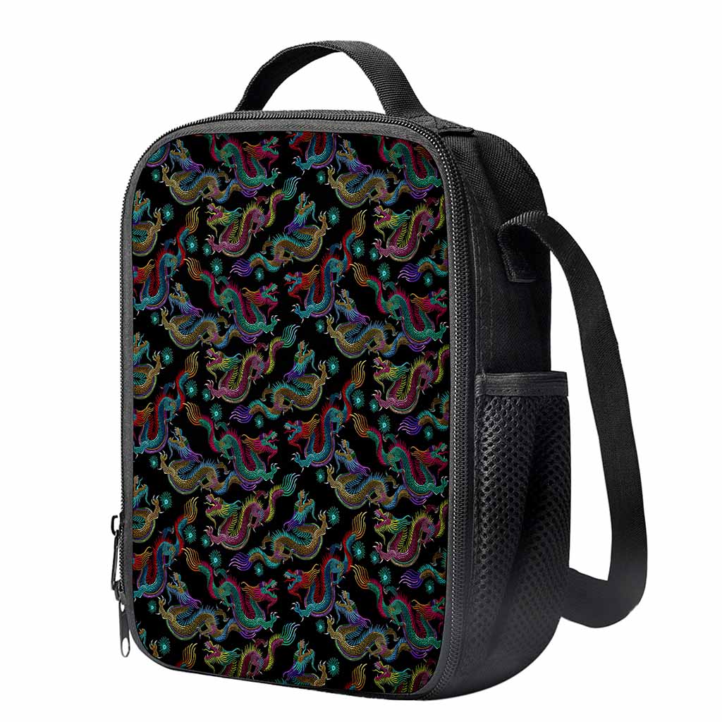 Chinese Dragon Pattern Print Crossbody Lunch Bag