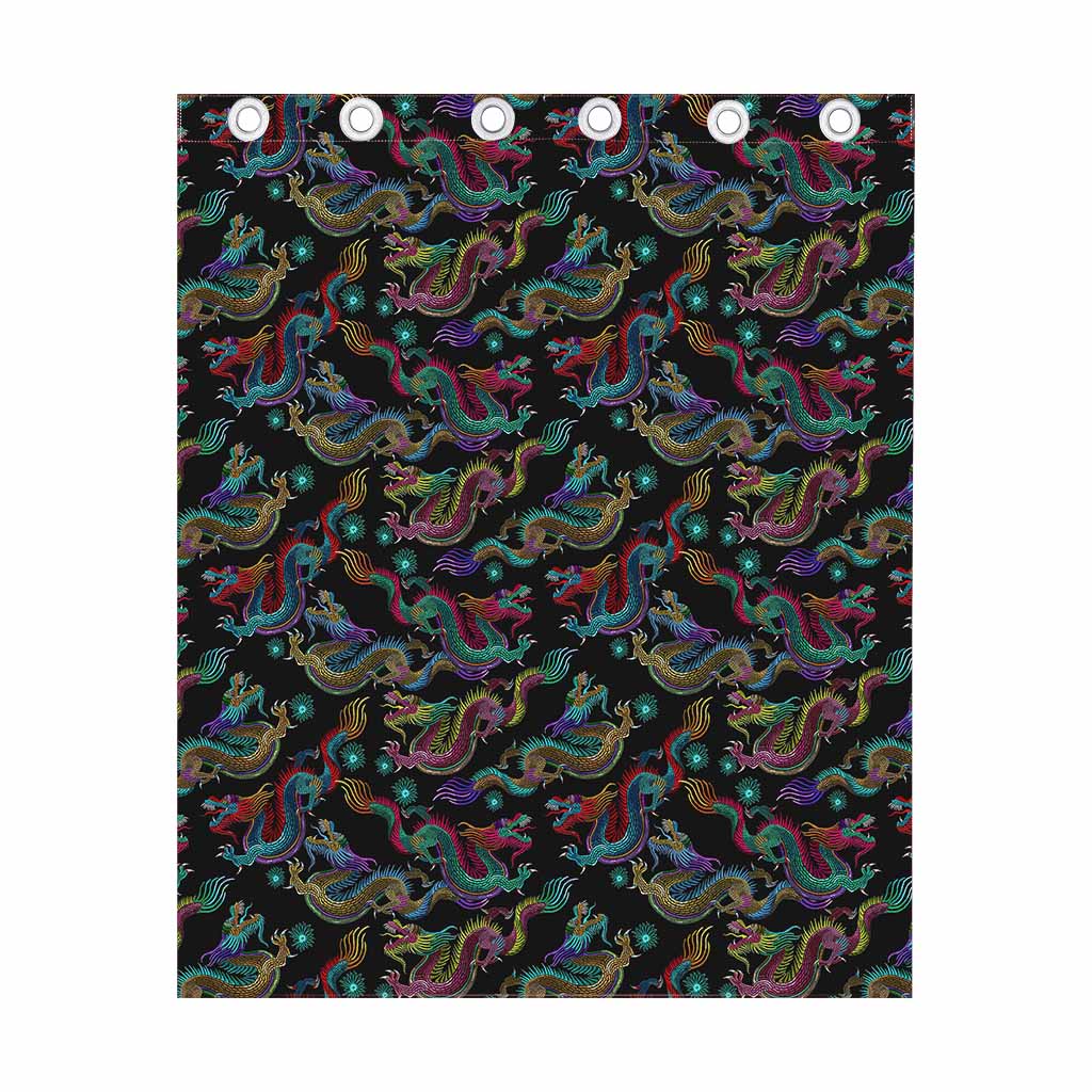 Chinese Dragon Pattern Print Curtain