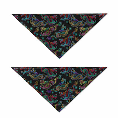 Chinese Dragon Pattern Print Dog Bandana