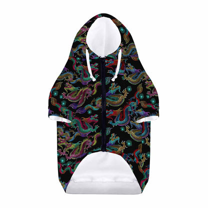 Chinese Dragon Pattern Print Dog Zip Up Hoodie