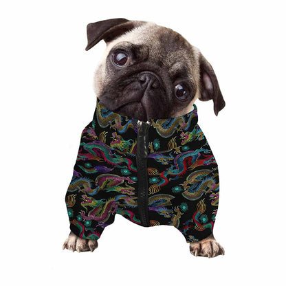 Chinese Dragon Pattern Print Dog Zip Up Jacket