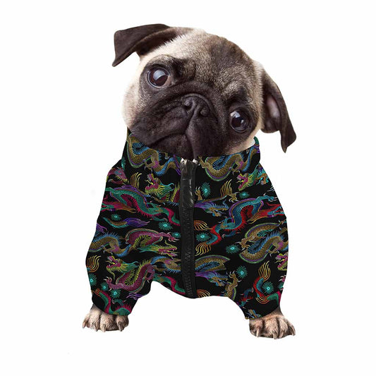 Chinese Dragon Pattern Print Dog Zip Up Jacket