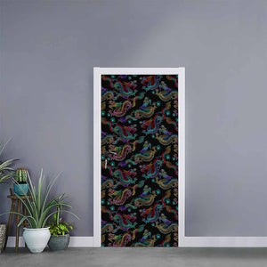 Chinese Dragon Pattern Print Door Sticker