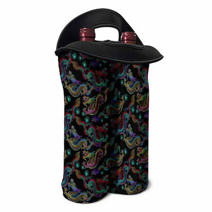 Chinese Dragon Pattern Print Double Neoprene Wine Tote