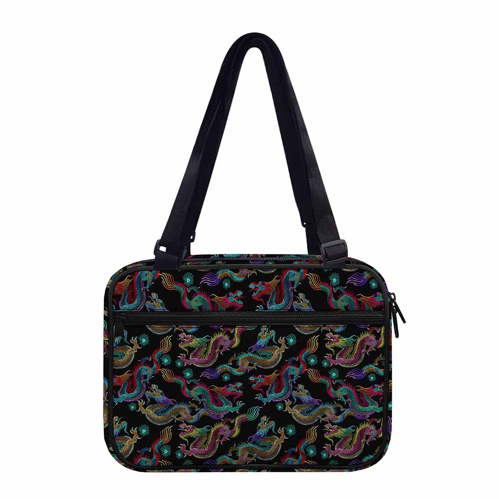 Chinese Dragon Pattern Print Double Strap Bible Bag