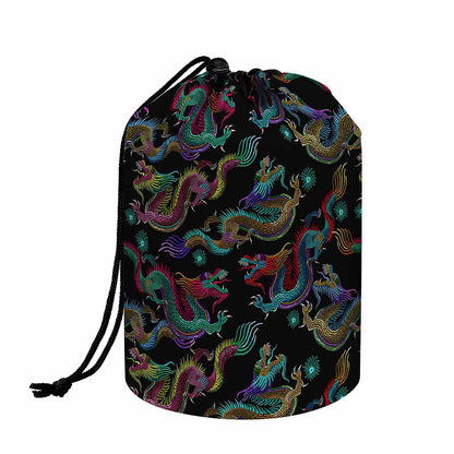 Chinese Dragon Pattern Print Drawstring Makeup Bag