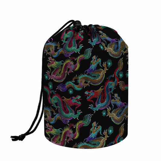 Chinese Dragon Pattern Print Drawstring Makeup Bag
