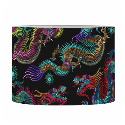 Chinese Dragon Pattern Print Drum Lamp Shade