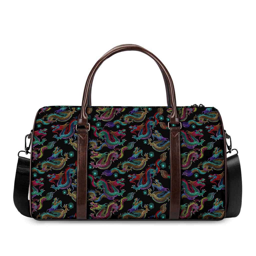 Chinese Dragon Pattern Print Duffle Bag