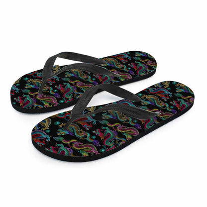 Chinese Dragon Pattern Print Flip Flops