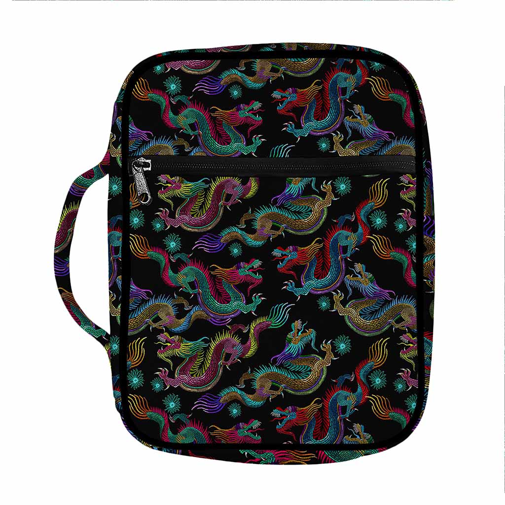 Chinese Dragon Pattern Print Front Pocket Bible Bag