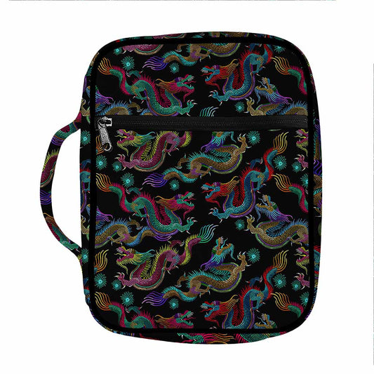 Chinese Dragon Pattern Print Front Pocket Bible Bag