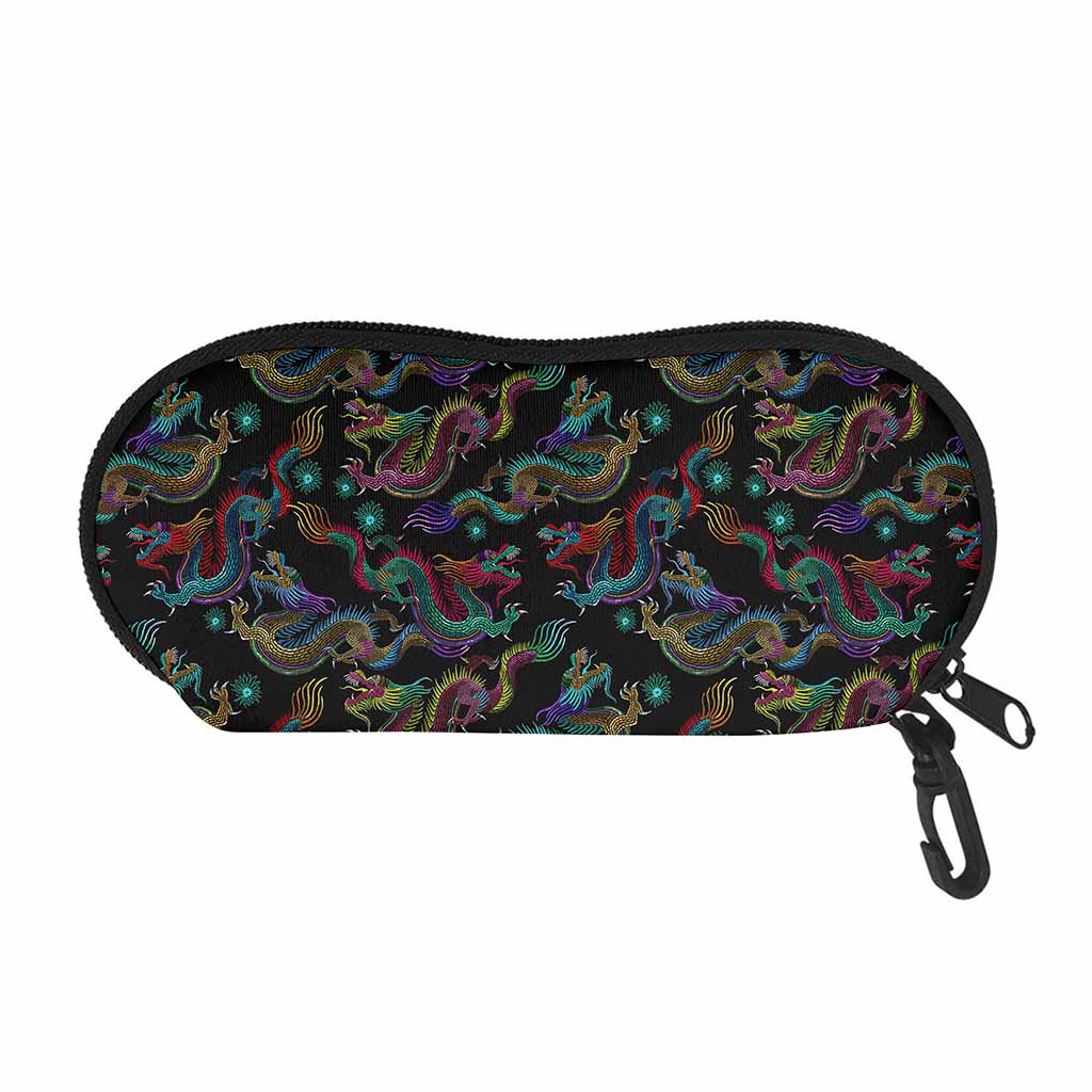 Chinese Dragon Pattern Print Glasses Case