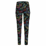 Chinese Dragon Pattern Print High-Waisted Pocket Leggings