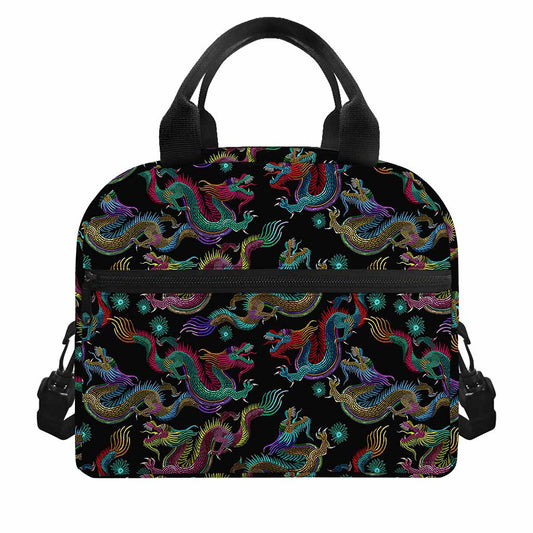 Chinese Dragon Pattern Print Insulated Lunch Bag