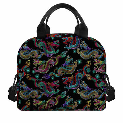 Chinese Dragon Pattern Print Insulated Lunch Bag