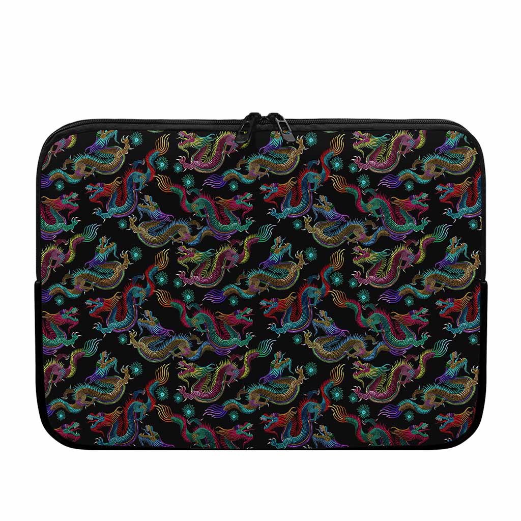 Chinese Dragon Pattern Print Laptop Sleeve