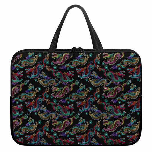 Chinese Dragon Pattern Print Laptop Sleeve With Handle