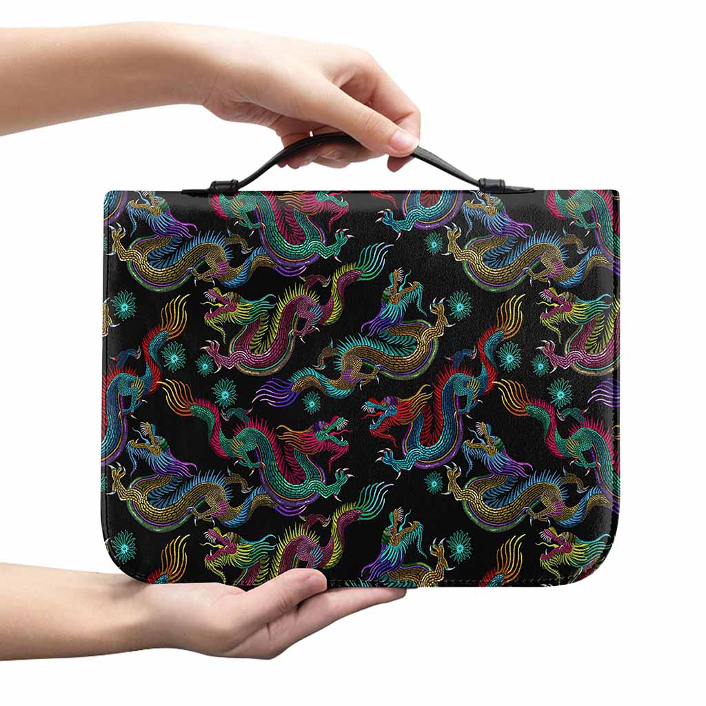 Chinese Dragon Pattern Print Leather Bible Cover