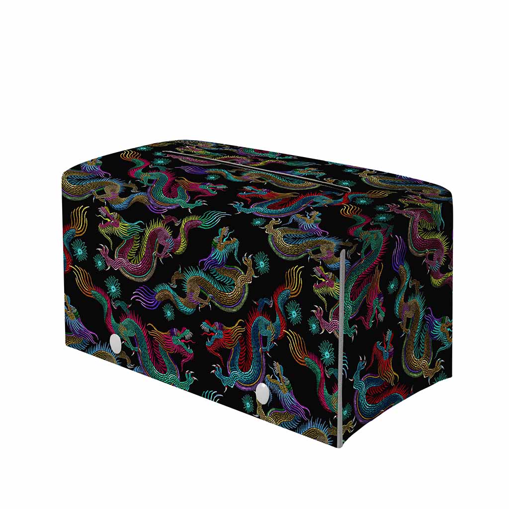 Chinese Dragon Pattern Print Leather Tissue Box Cover