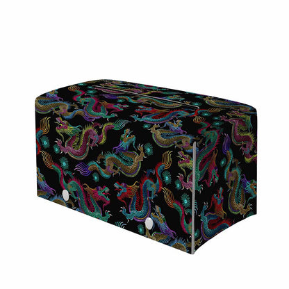 Chinese Dragon Pattern Print Leather Tissue Box Cover