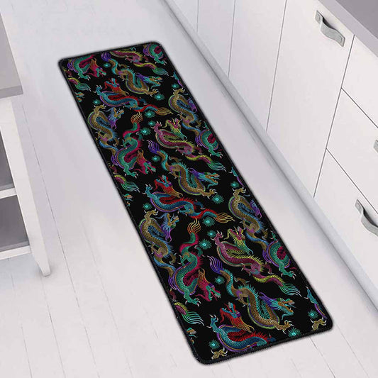 Chinese Dragon Pattern Print Long Kitchen Mat