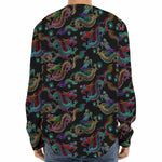 Chinese Dragon Pattern Print Long Sleeve Baseball Jersey