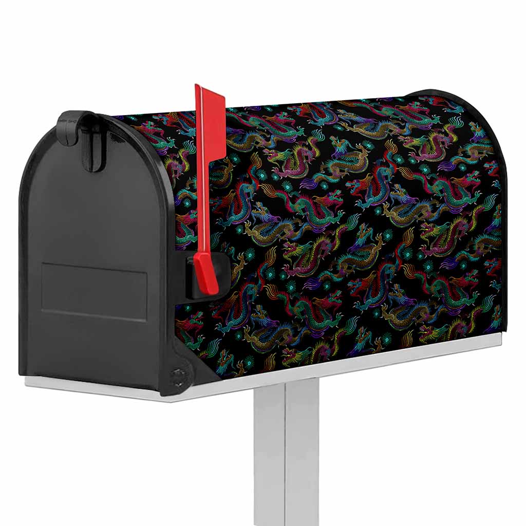 Chinese Dragon Pattern Print Mailbox Cover
