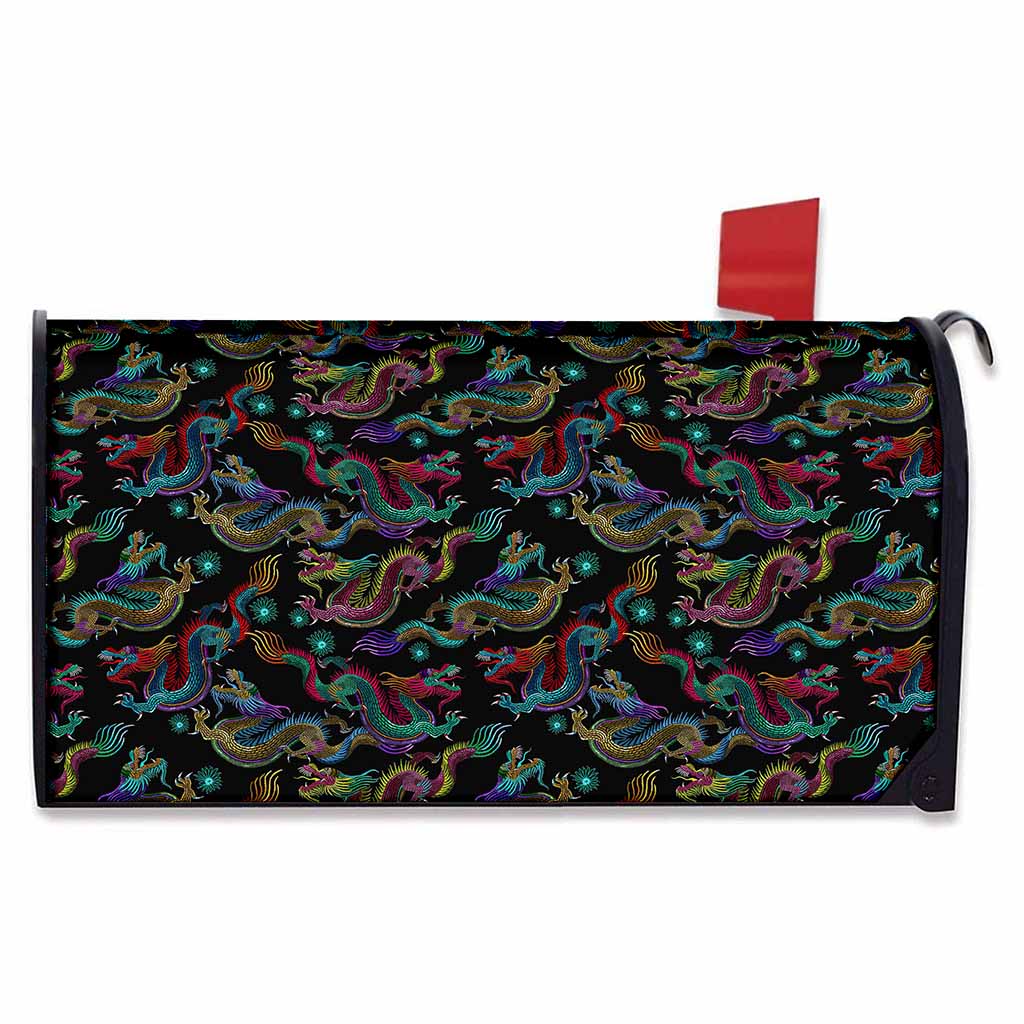 Chinese Dragon Pattern Print Mailbox Cover