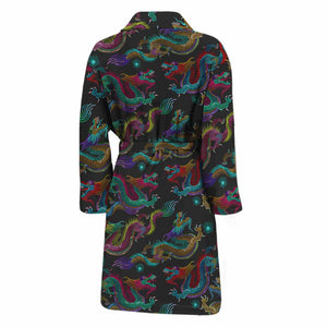 Chinese Dragon Pattern Print Men's Bathrobe