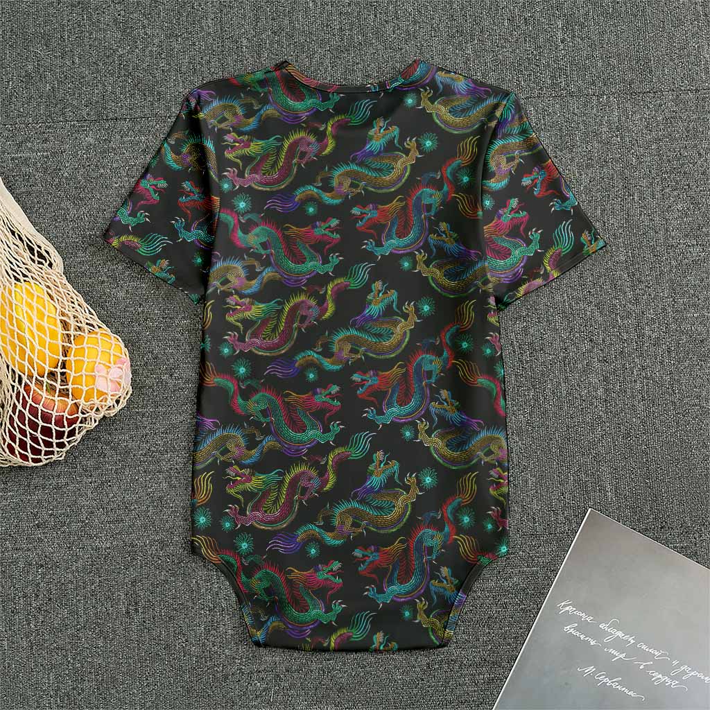 Chinese Dragon Pattern Print Men's Bodysuit