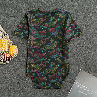 Chinese Dragon Pattern Print Men's Bodysuit
