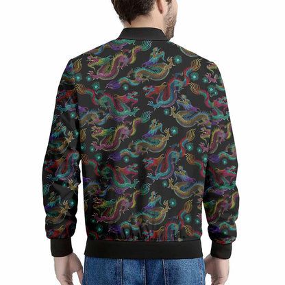 Chinese Dragon Pattern Print Men's Bomber Jacket