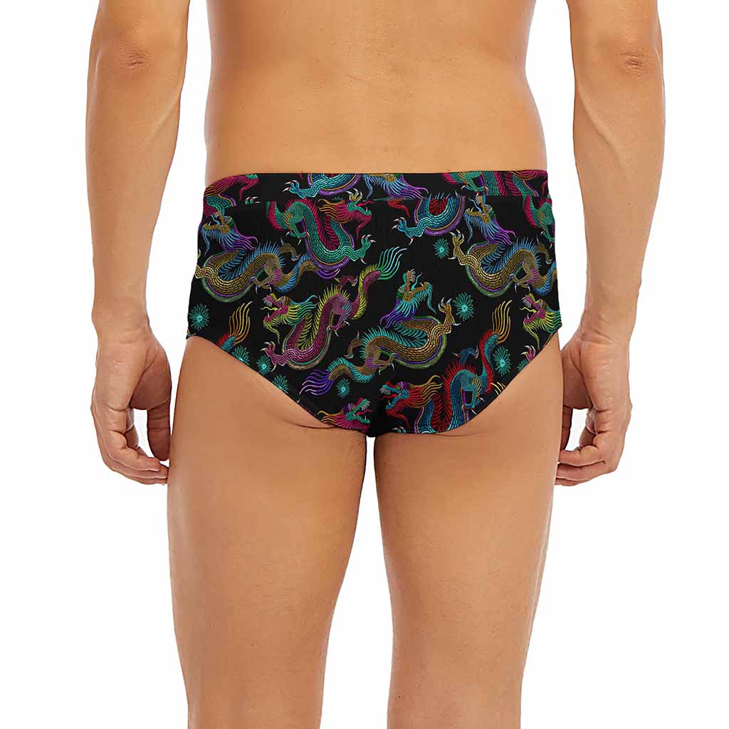 Chinese Dragon Pattern Print Men's Briefs