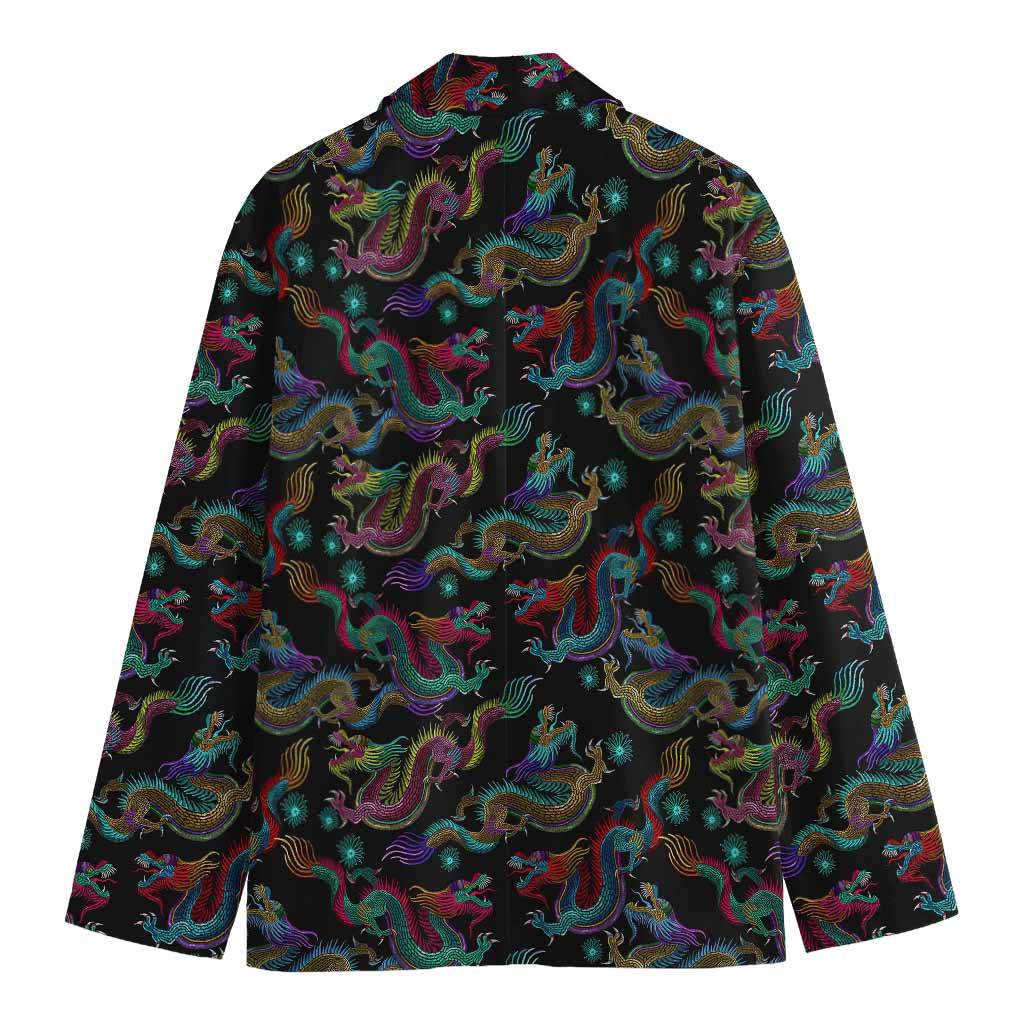Chinese Dragon Pattern Print Men's Cotton Blazer