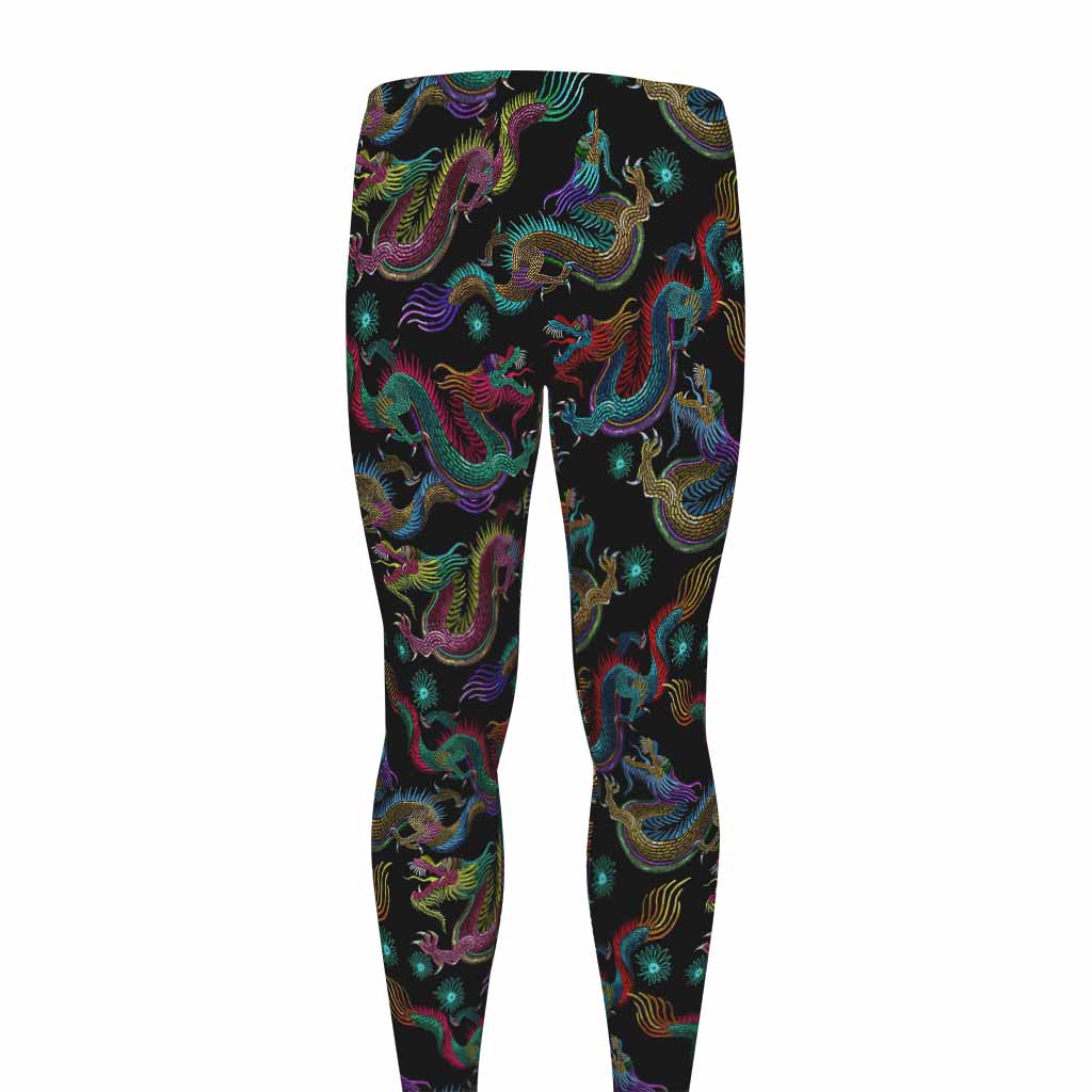 Chinese Dragon Pattern Print Men's leggings