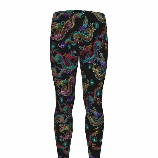 Chinese Dragon Pattern Print Men's leggings