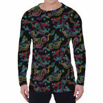 Chinese Dragon Pattern Print Men's Long Sleeve T-Shirt