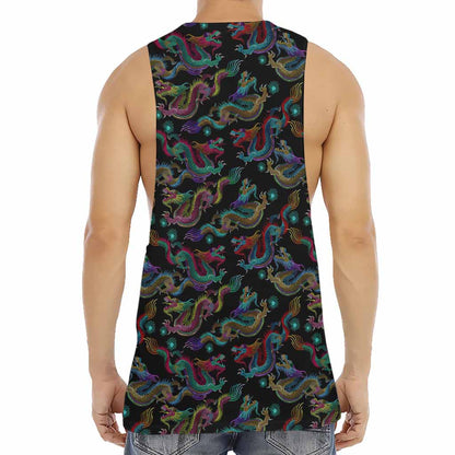 Chinese Dragon Pattern Print Men's Muscle Tank Top