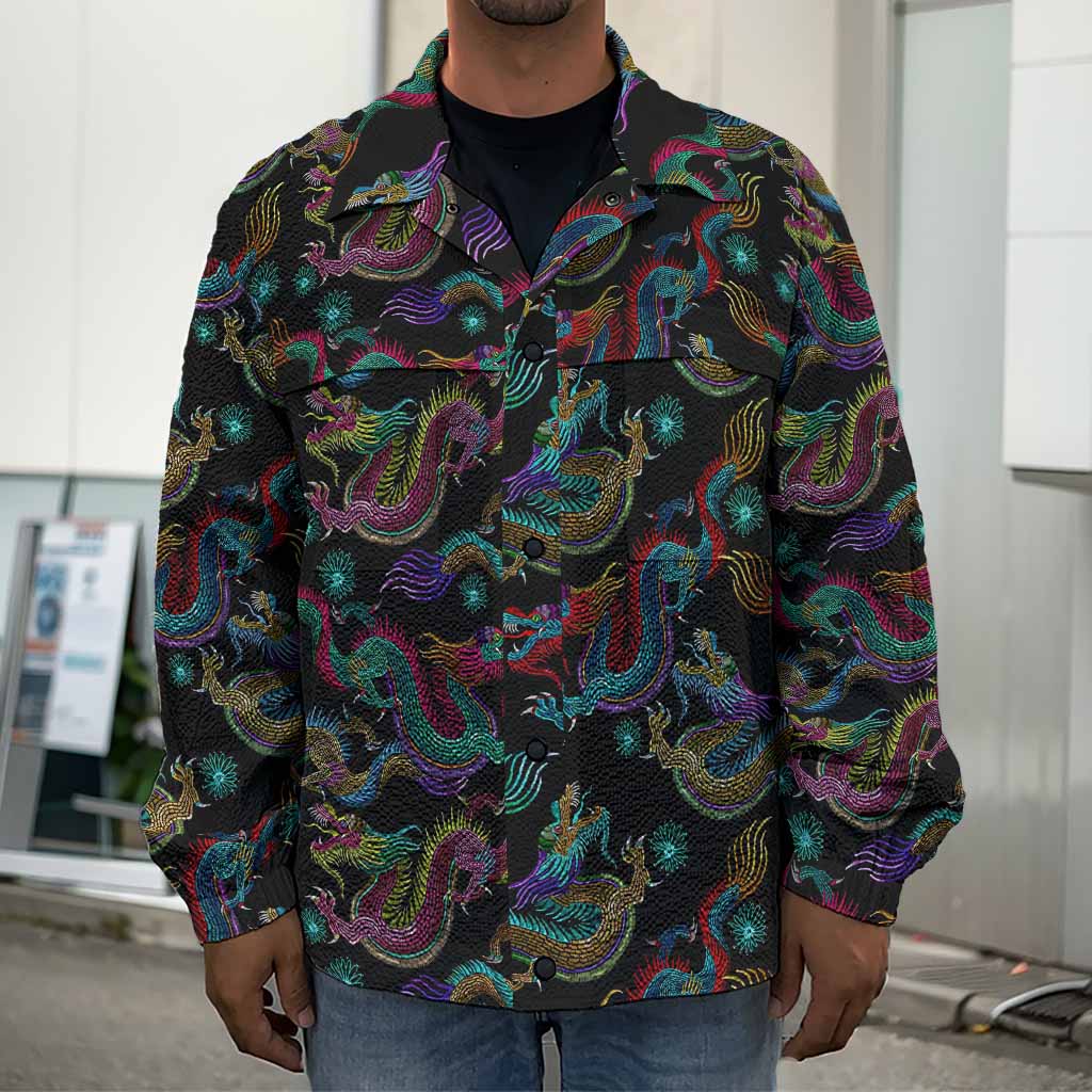 Chinese Dragon Pattern Print Men's Shirt Jacket